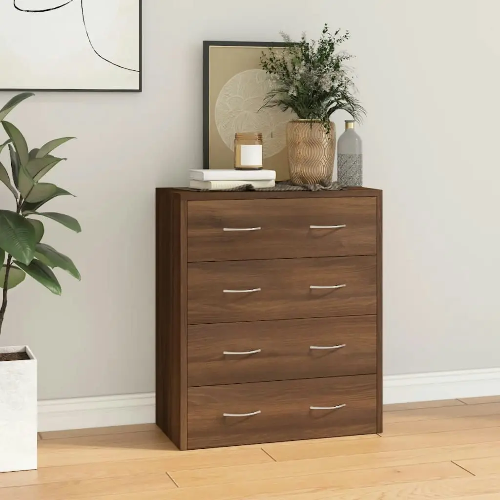 Sideboard with 4 Drawers 60x30.5x71 cm Brown Oak 342582