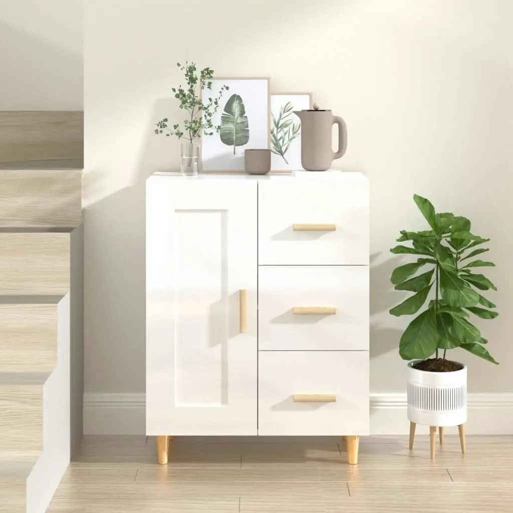 Sideboard High Gloss White 69.5x34x90 cm Engineered Wood 812228