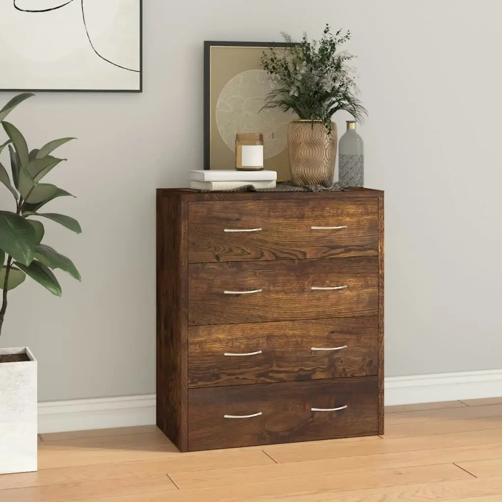 Sideboard with 4 Drawers 60x30.5x71 cm Smoked Oak 342580