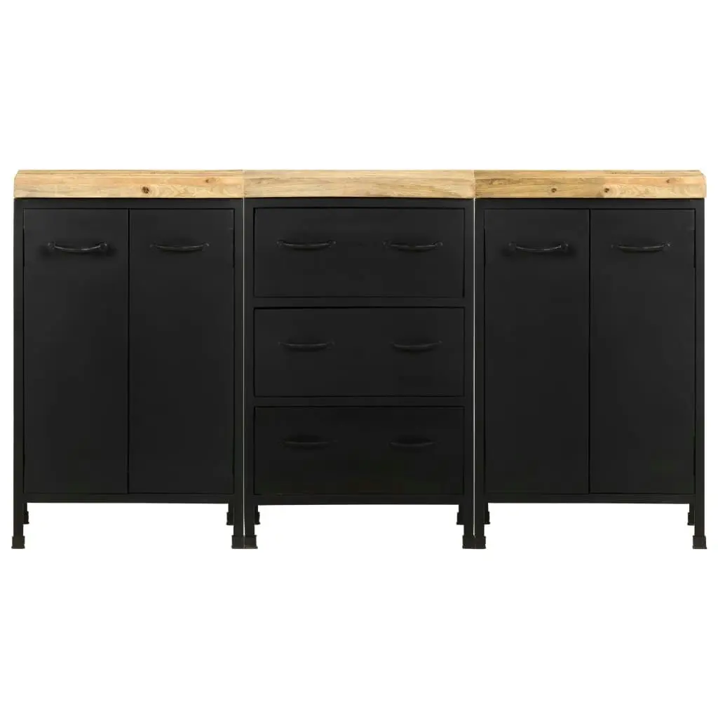 Sideboard with 3 Drawers and 4 Doors Rough Mango Wood 3074904