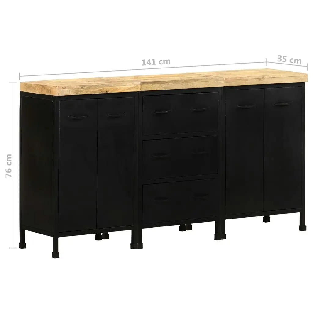 Sideboard with 3 Drawers and 4 Doors Rough Mango Wood 3074904