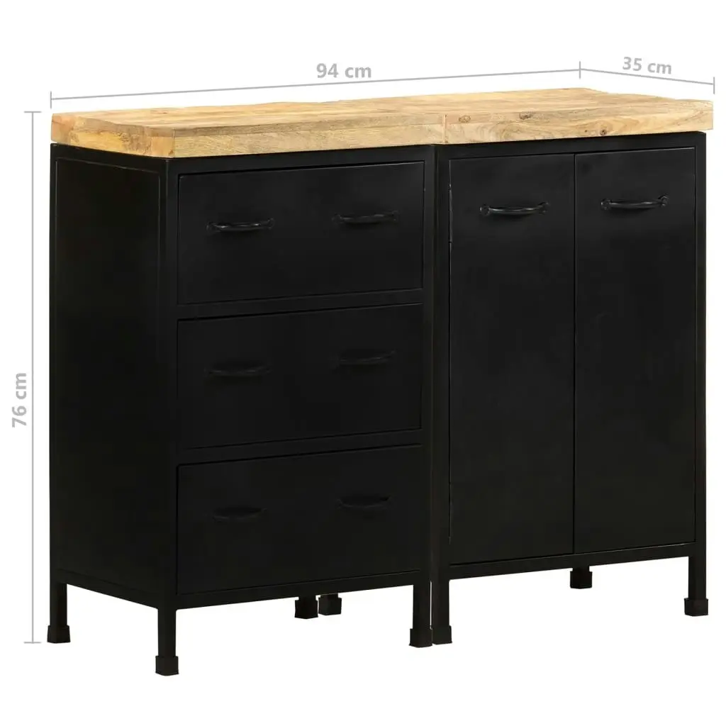 Sideboard with 3 Drawers and 2 Doors Rough Mango Wood 3074903