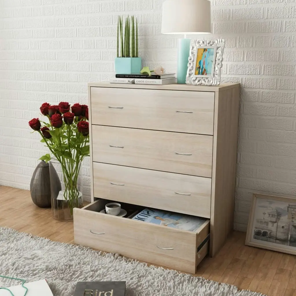 Sideboard with 4 Drawers 60x30.5x71 cm Oak Colour 242544