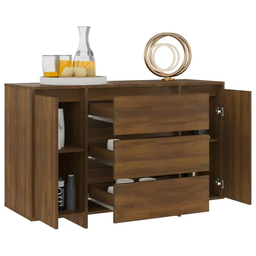 Sideboard with 3 Drawers Brown Oak 120x41x75 cm Engineered Wood 813064