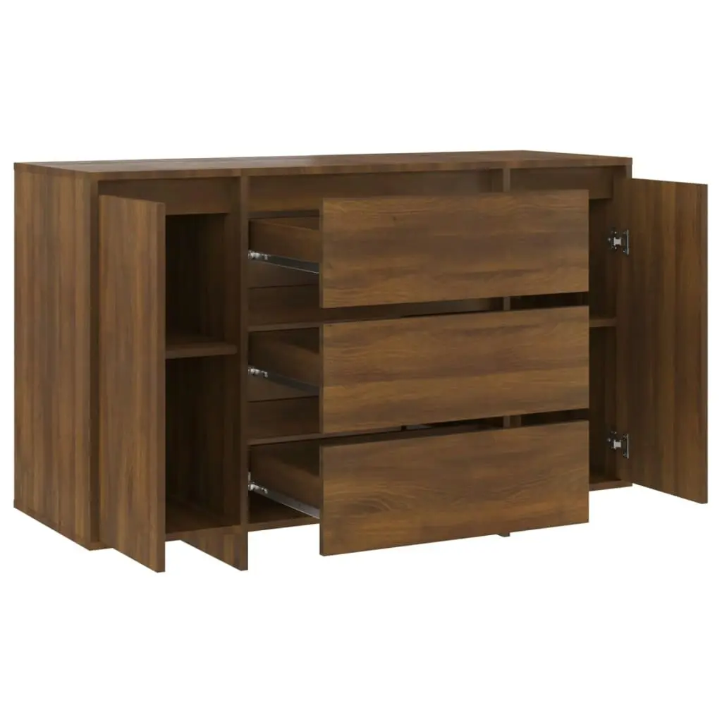 Sideboard with 3 Drawers Brown Oak 120x41x75 cm Engineered Wood 813064