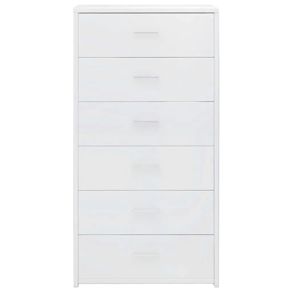 Sideboard with 6 Drawers High Gloss White 50x34x96 cm Engineered Wood 800672