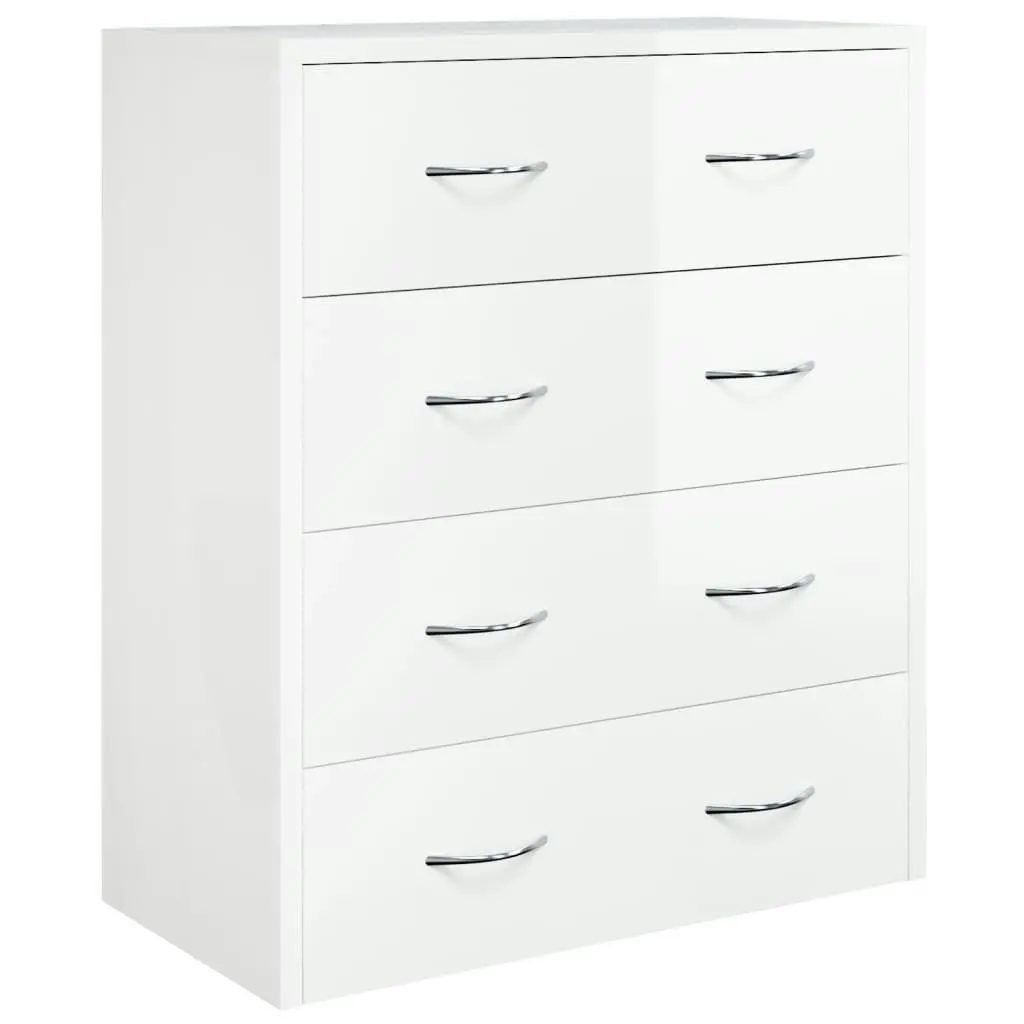 Sideboard with 4 Drawers 60x30.5x71 cm High Gloss White 342579