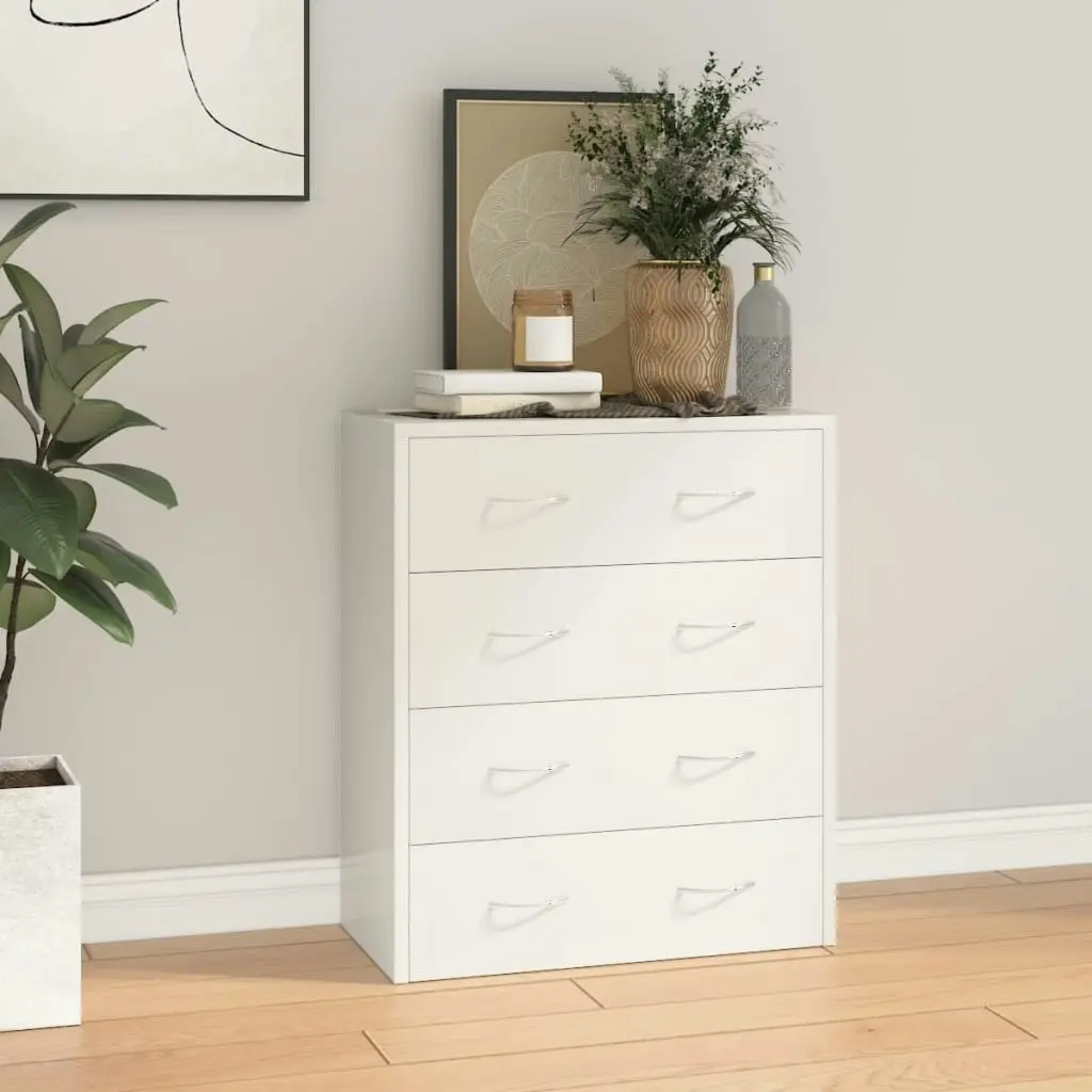 Sideboard with 4 Drawers 60x30.5x71 cm High Gloss White 342579