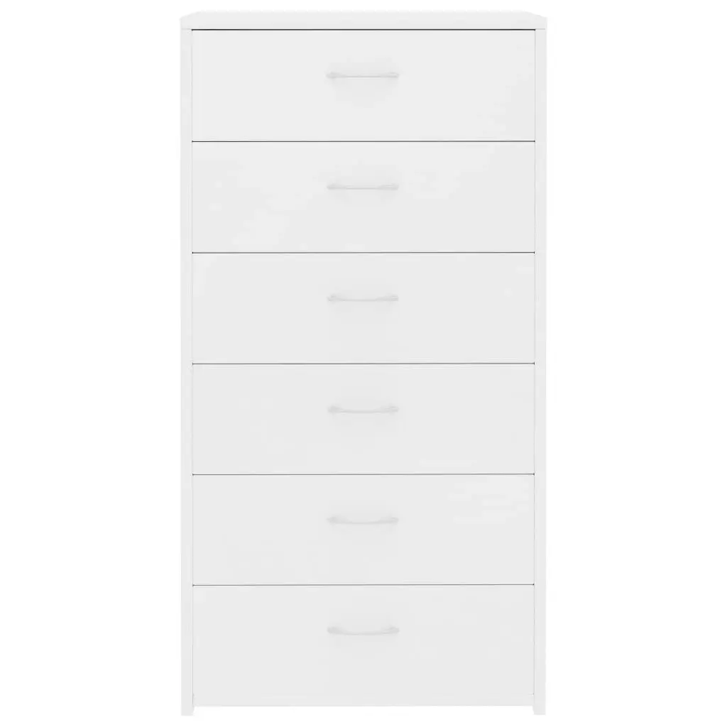 Sideboard with 6 Drawers White 50x34x96 cm Engineered Wood 800666