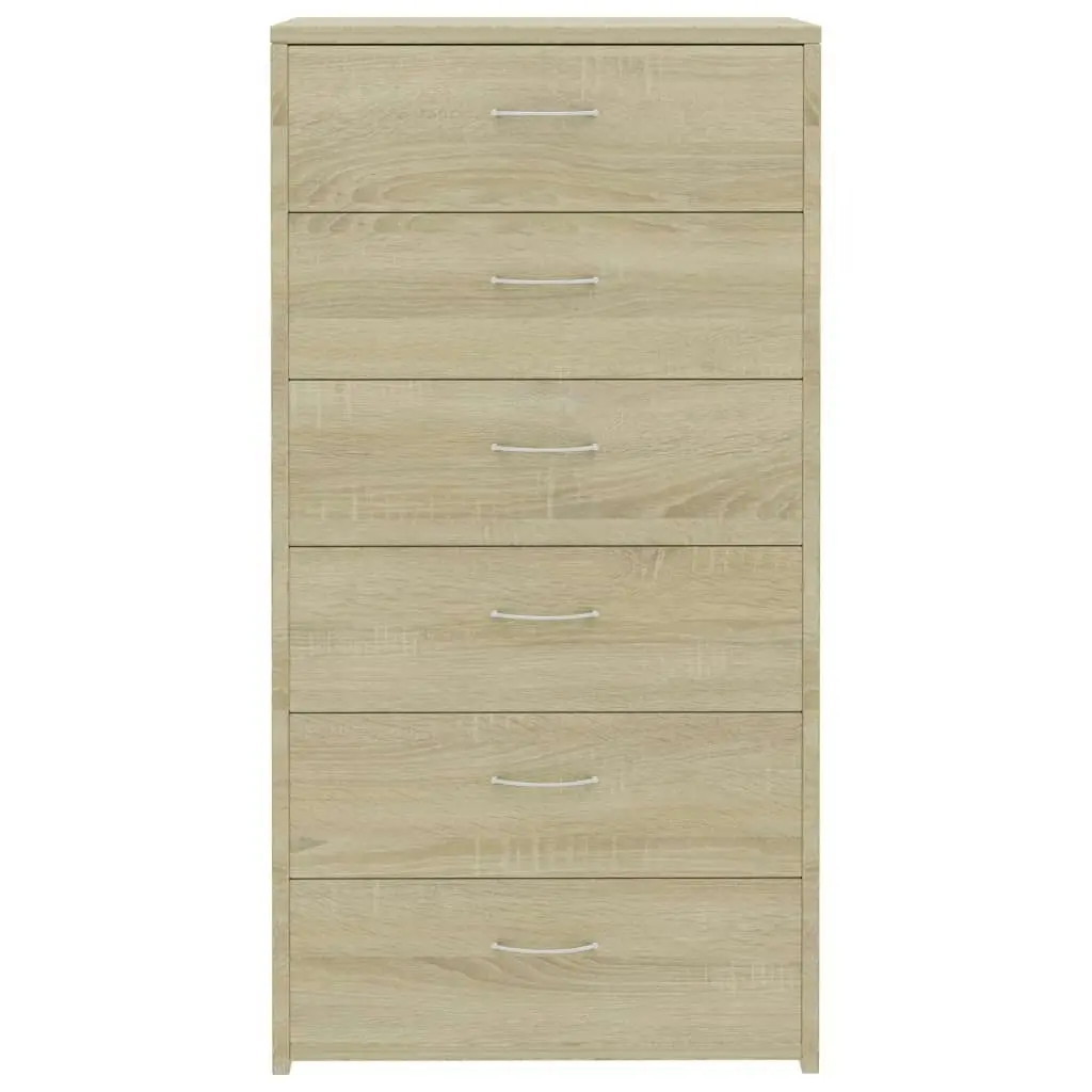 Sideboard with 6 Drawers Sonoma Oak 50x34x96 cm Engineered Wood 800669