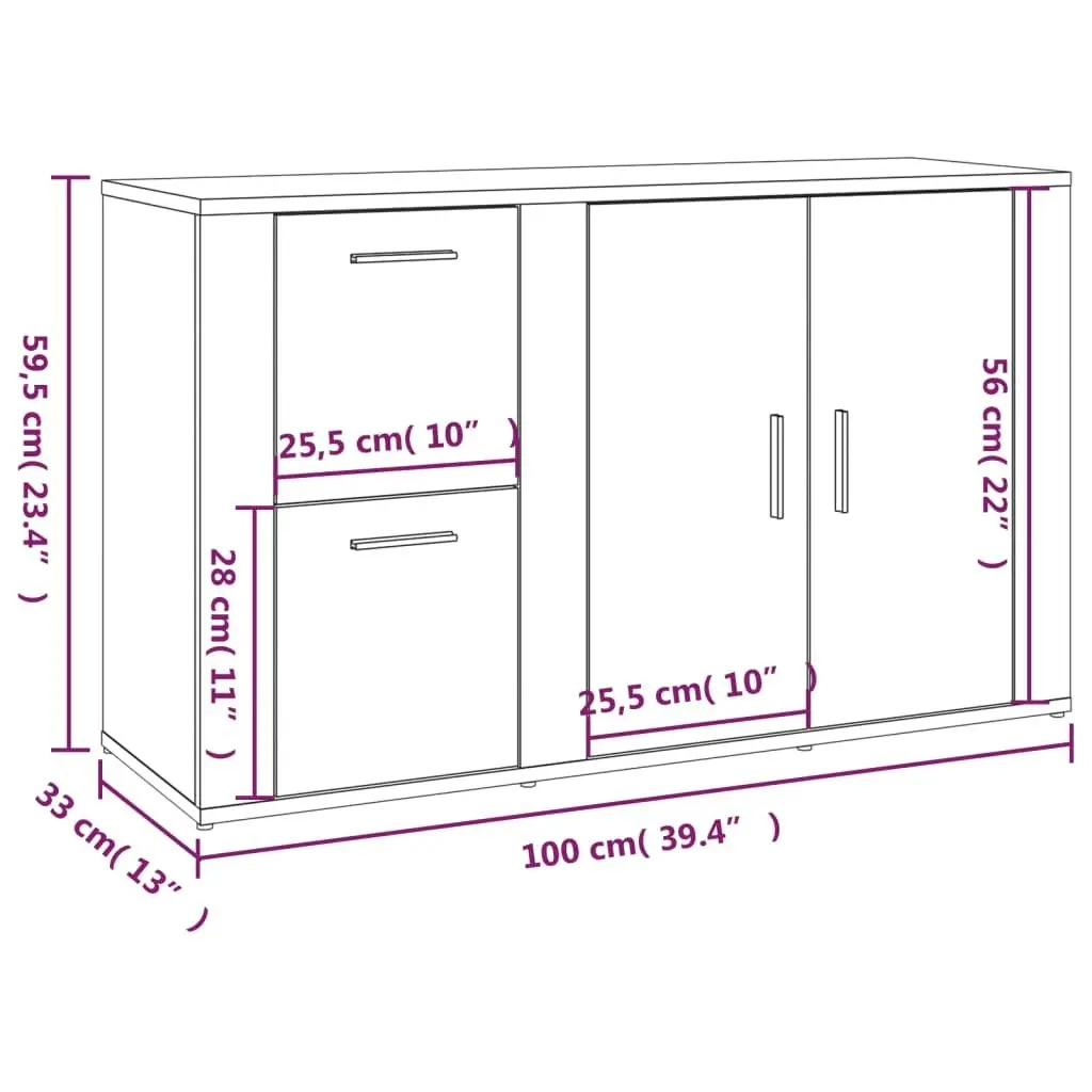 Sideboard Sonoma Oak 100x33x59.5 cm Engineered Wood 820999