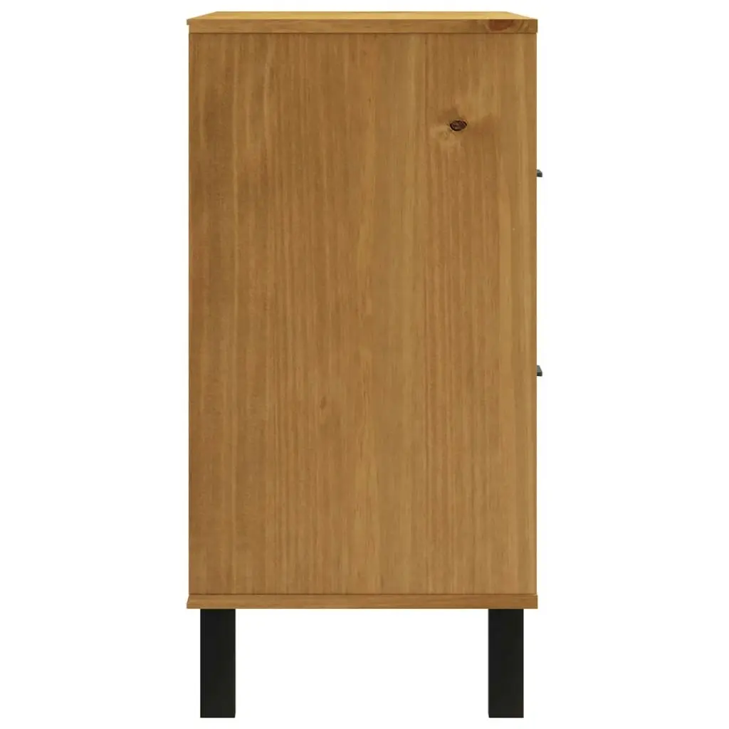 Sideboard with Glass Door FLAM 80x40x80 cm Solid Wood Pine 357826