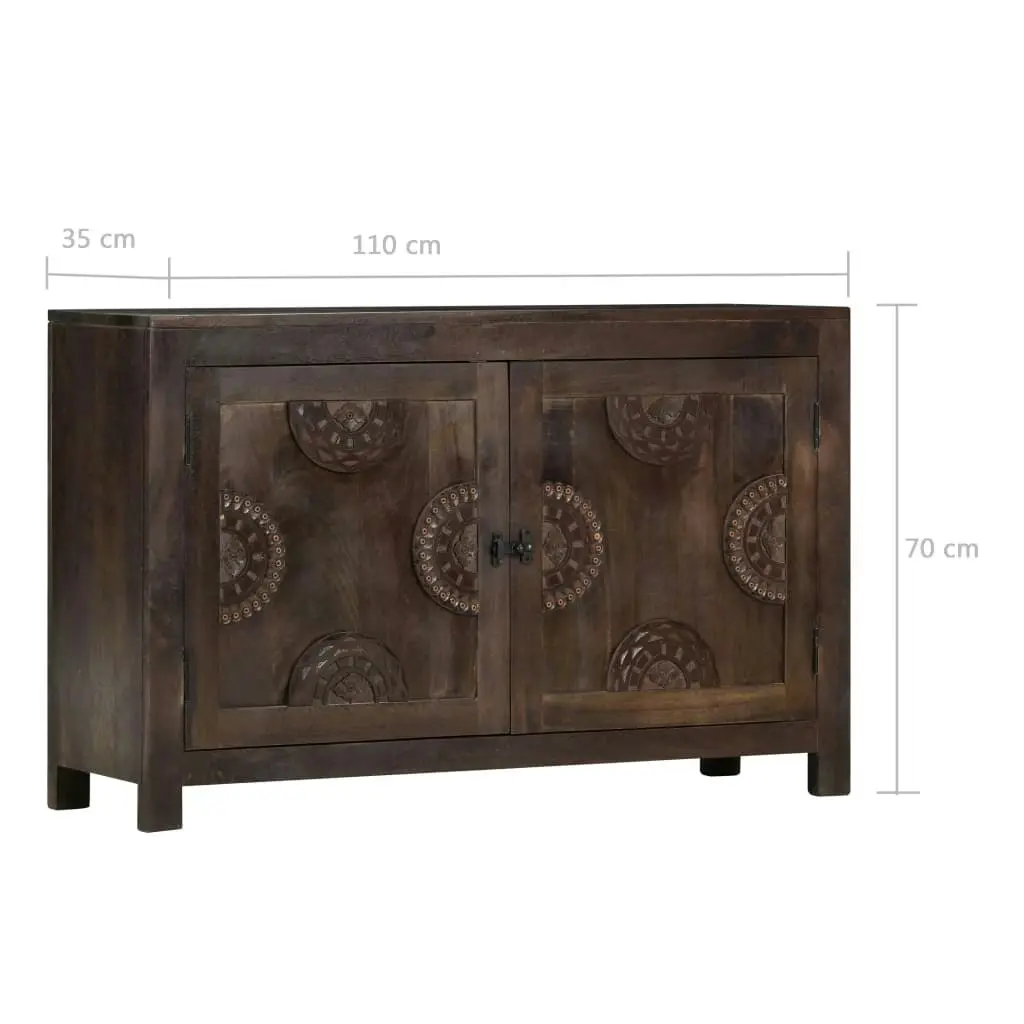 Sideboard with Carved Design 110x35x70 cm Solid Mango Wood 247765