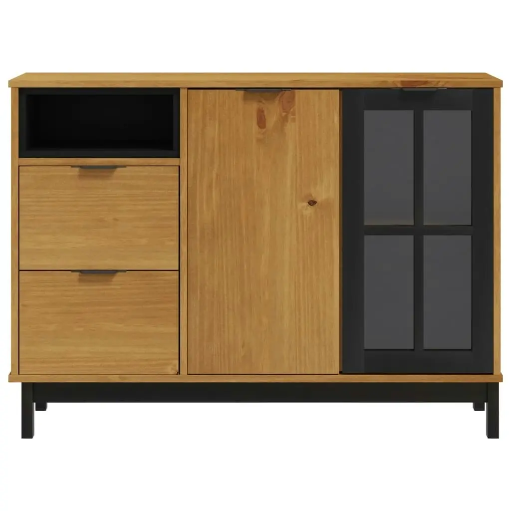 Sideboard with Glass Door FLAM 110x40x80 cm Solid Wood Pine 357828