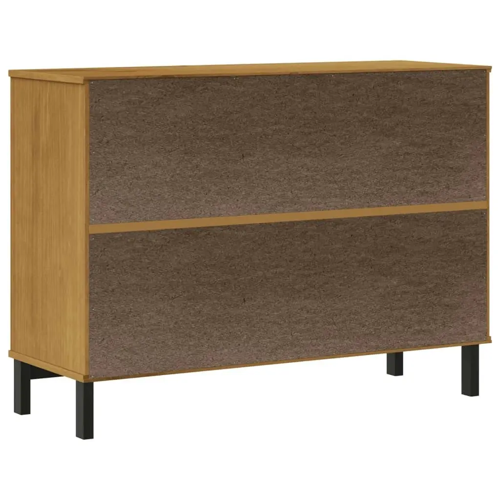 Sideboard with Glass Door FLAM 110x40x80 cm Solid Wood Pine 357828