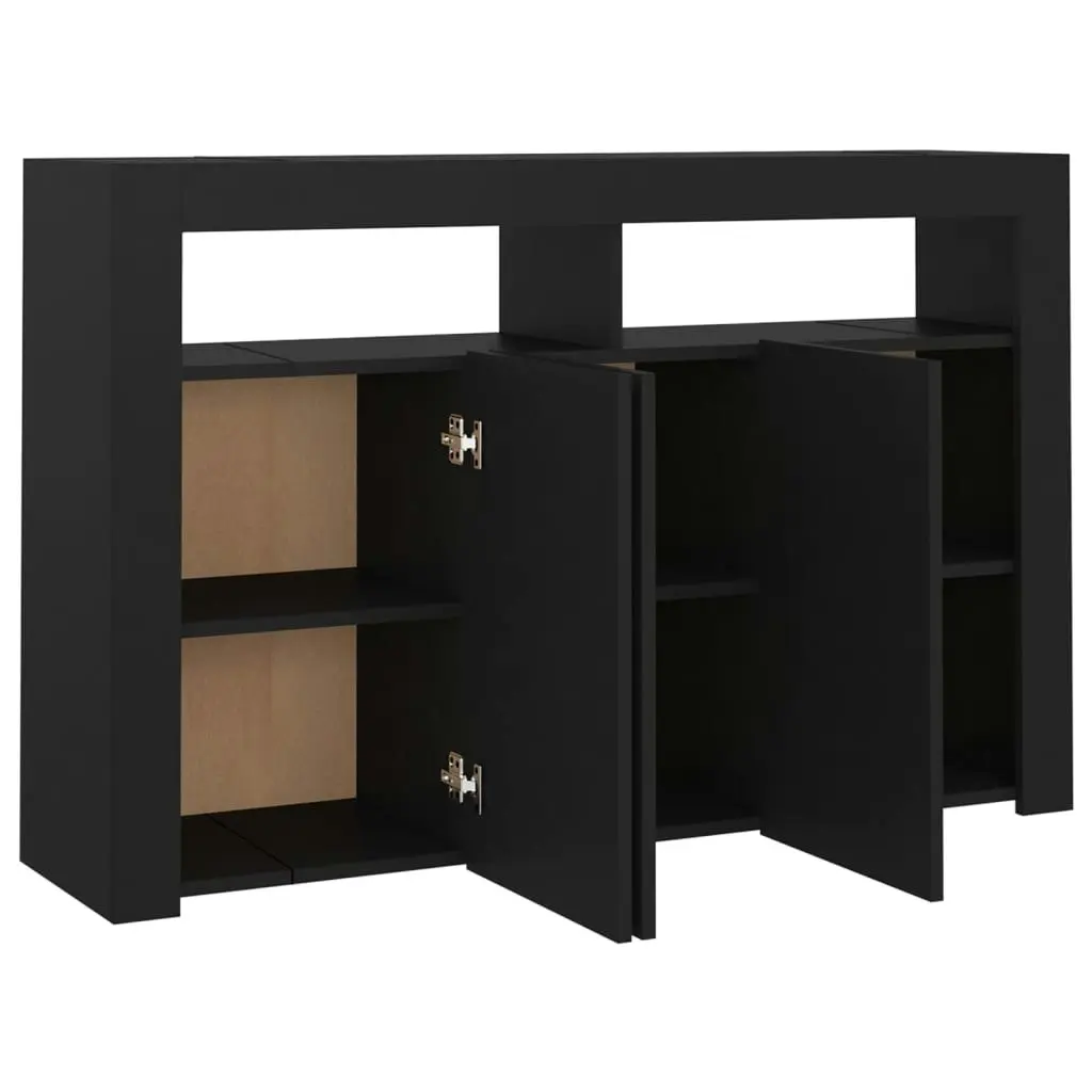 Sideboard with LED Lights Black 115.5x30x75 cm 804338