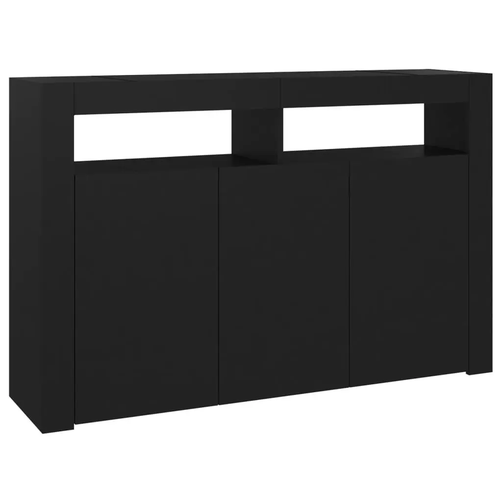 Sideboard with LED Lights Black 115.5x30x75 cm 804338