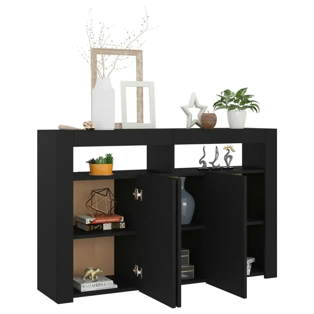 Sideboard with LED Lights Black 115.5x30x75 cm 804338