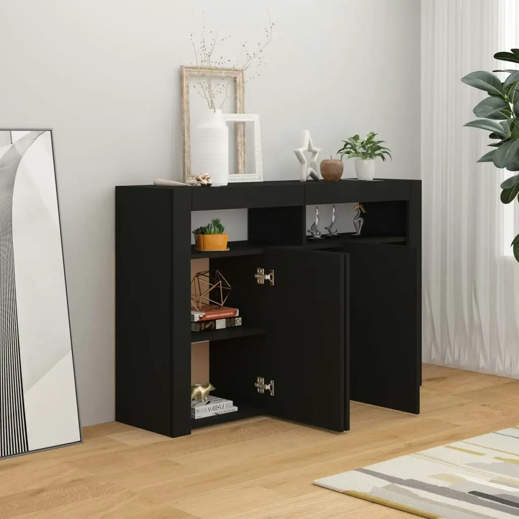 Sideboard with LED Lights Black 115.5x30x75 cm 804338