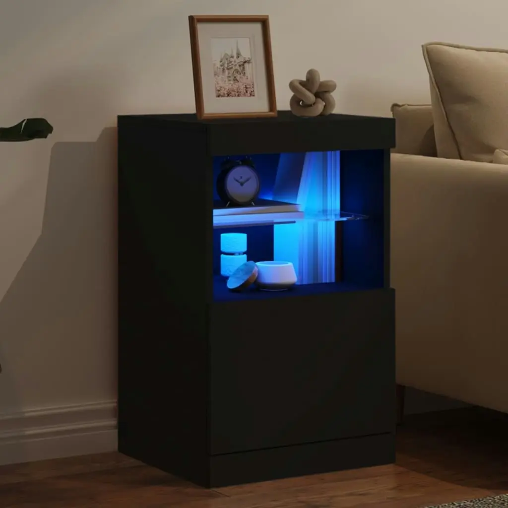 Sideboard with LED Lights Black 41x37x67 cm 836680