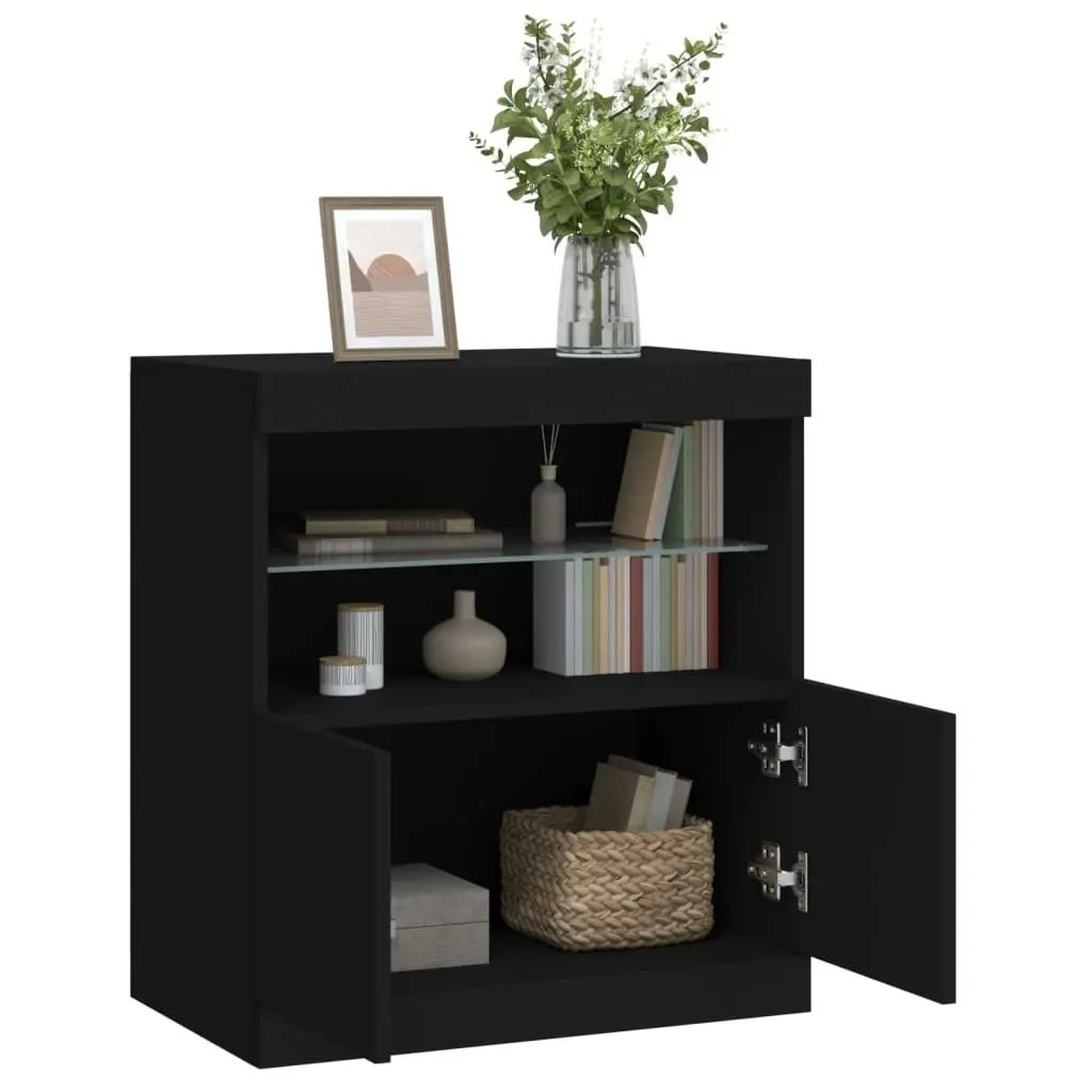 Sideboard with LED Lights Black 60x37x67 cm 836652