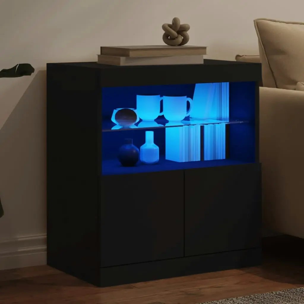 Sideboard with LED Lights Black 60x37x67 cm 836652