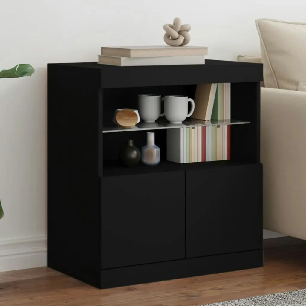 Sideboard with LED Lights Black 60x37x67 cm 836652