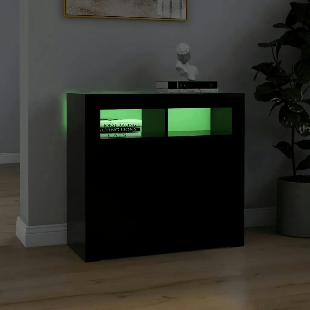 Sideboard with LED Lights Black 80x35x75 cm 804329