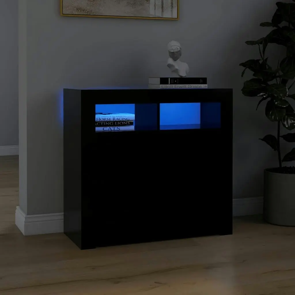 Sideboard with LED Lights Black 80x35x75 cm 804329