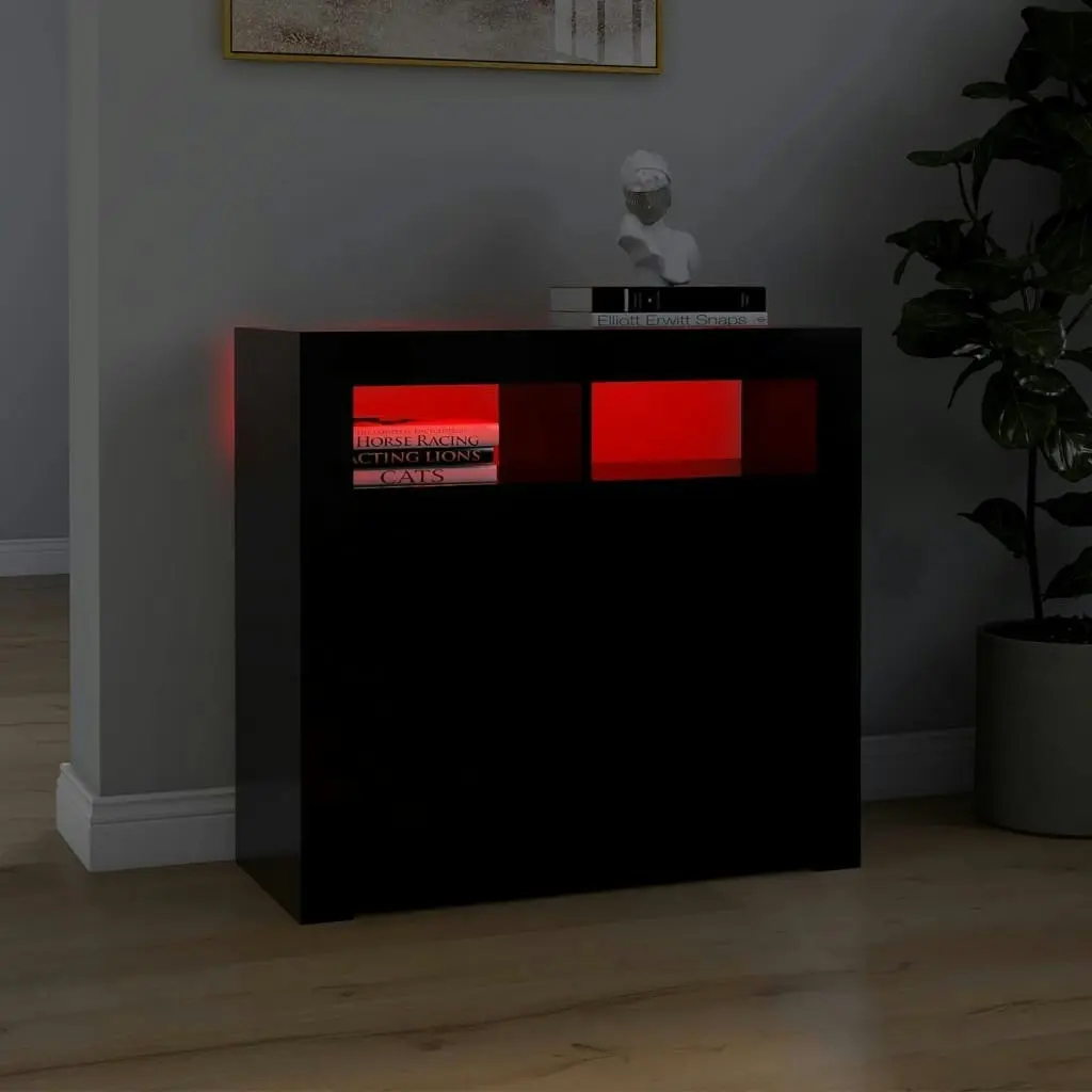 Sideboard with LED Lights Black 80x35x75 cm 804329