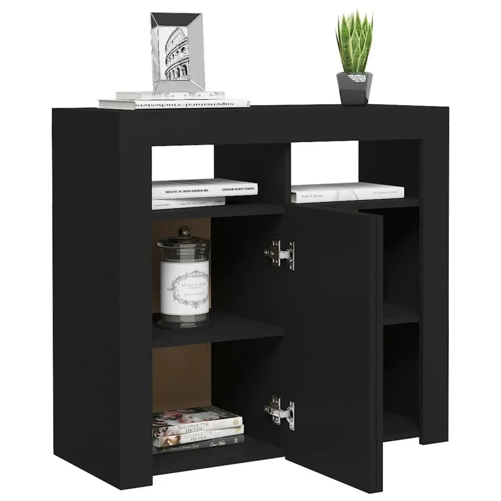 Sideboard with LED Lights Black 80x35x75 cm 804329