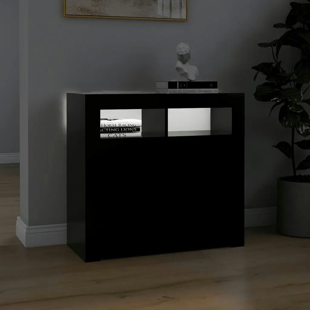 Sideboard with LED Lights Black 80x35x75 cm 804329