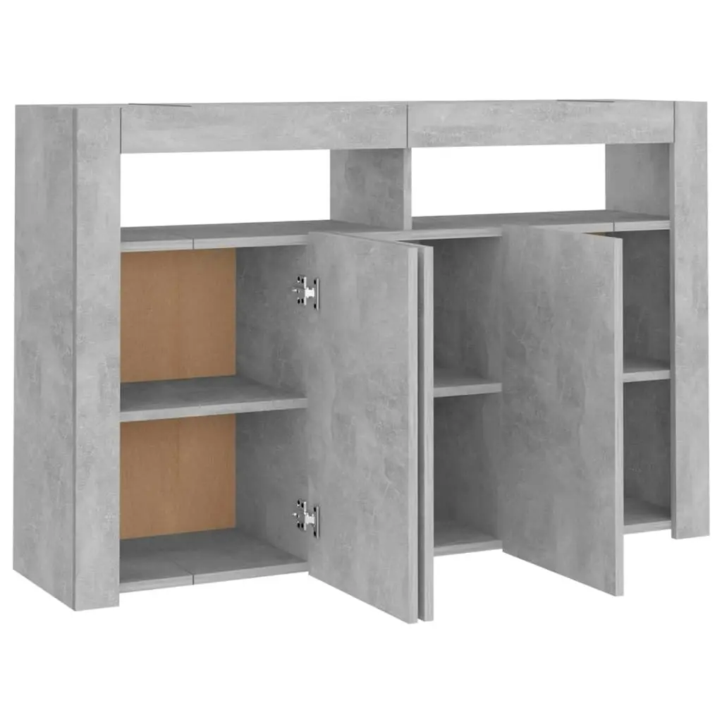 Sideboard with LED Lights Concrete Grey 115.5x30x75 cm 804341