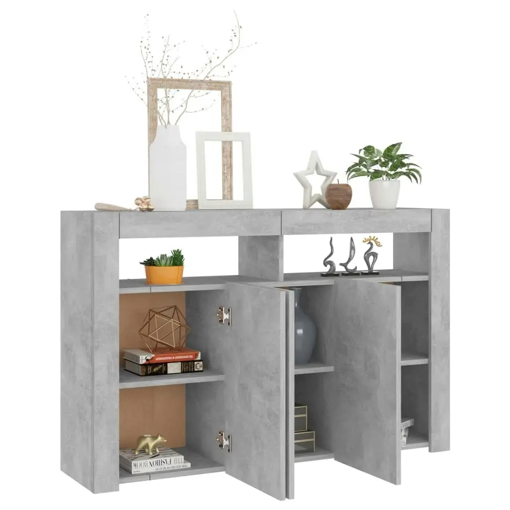 Sideboard with LED Lights Concrete Grey 115.5x30x75 cm 804341