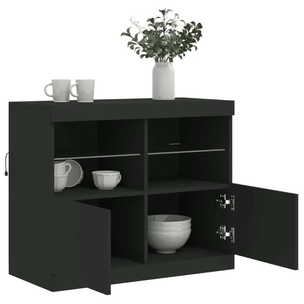 Sideboard with LED Lights Black 81x37x67 cm 836659