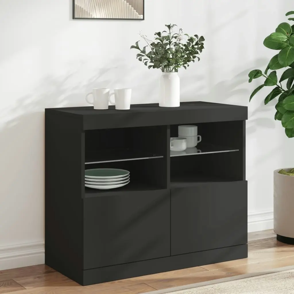 Sideboard with LED Lights Black 81x37x67 cm 836659