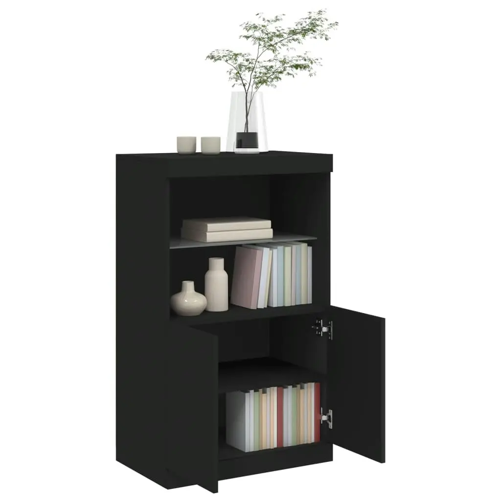 Sideboard with LED Lights Black 60.5x37x100 cm 836666