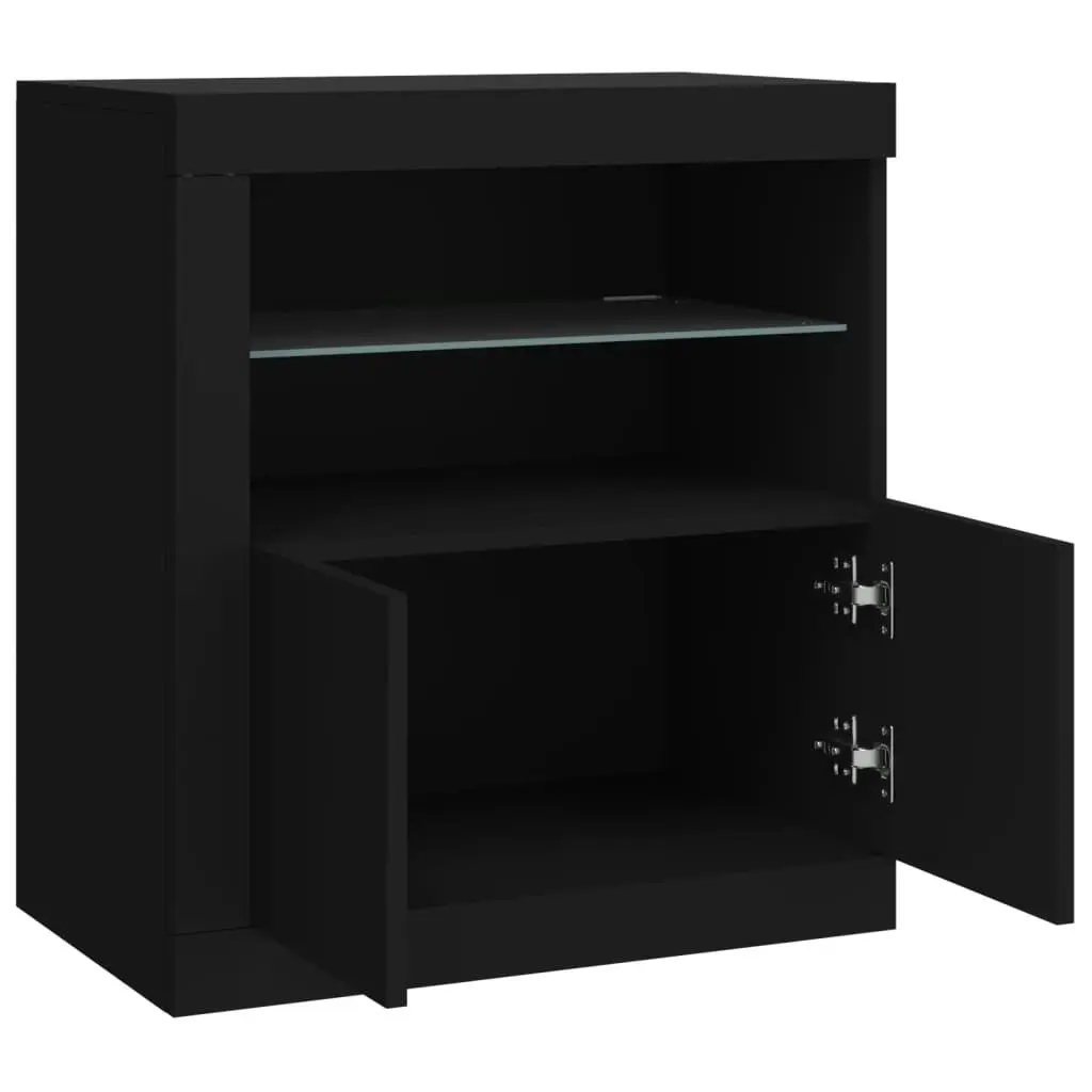 Sideboard with LED Lights Black 60.5x37x67 cm 836617