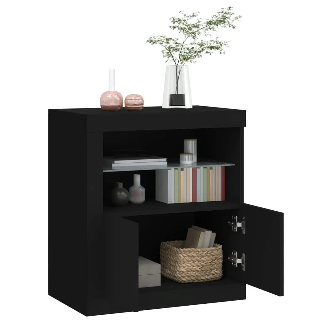 Sideboard with LED Lights Black 60.5x37x67 cm 836617