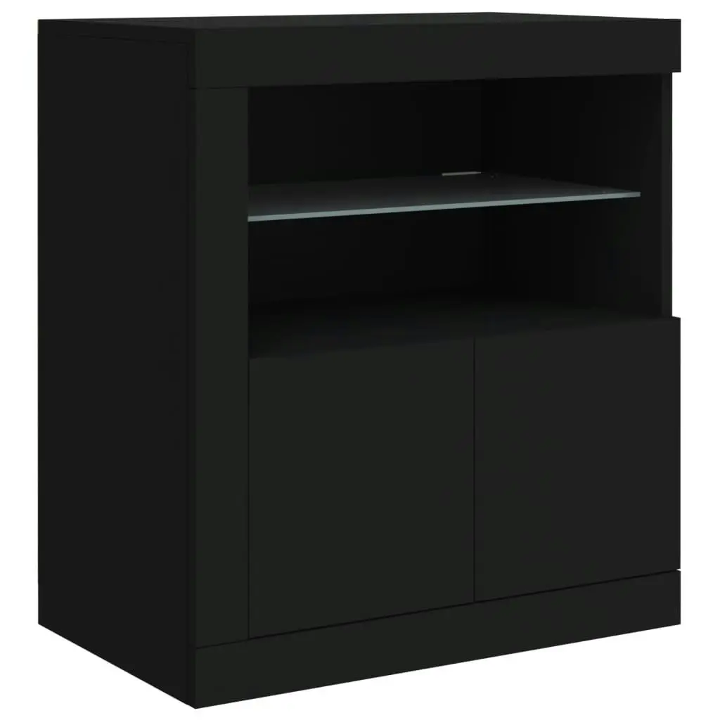 Sideboard with LED Lights Black 60.5x37x67 cm 836617