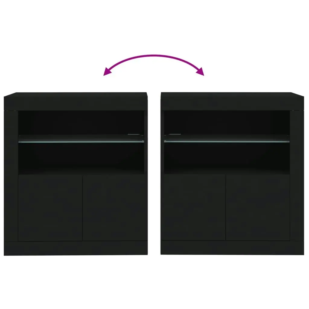 Sideboard with LED Lights Black 60.5x37x67 cm 836617