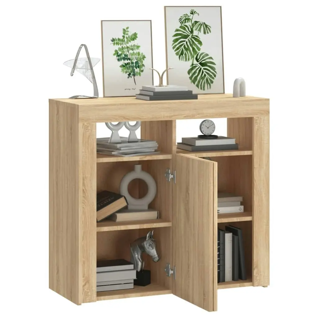 Sideboard with LED Lights Sonoma Oak 80x35x75 cm 804331