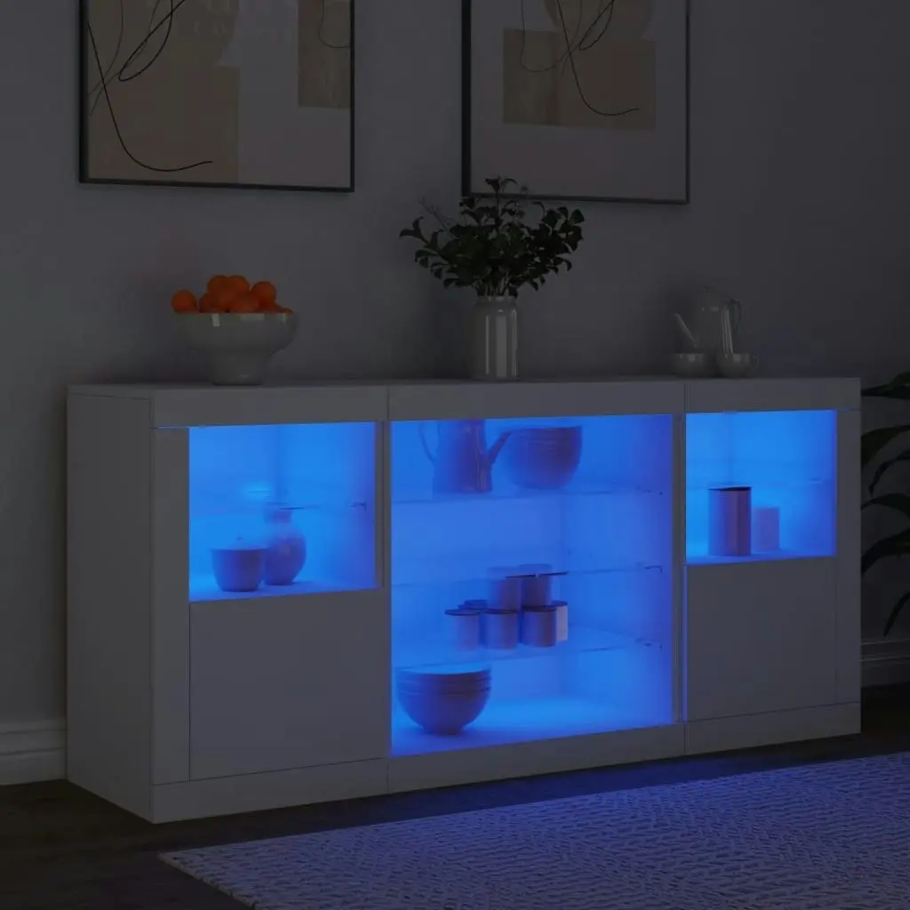 Sideboard with LED Lights White 142.5x37x67 cm 3209086