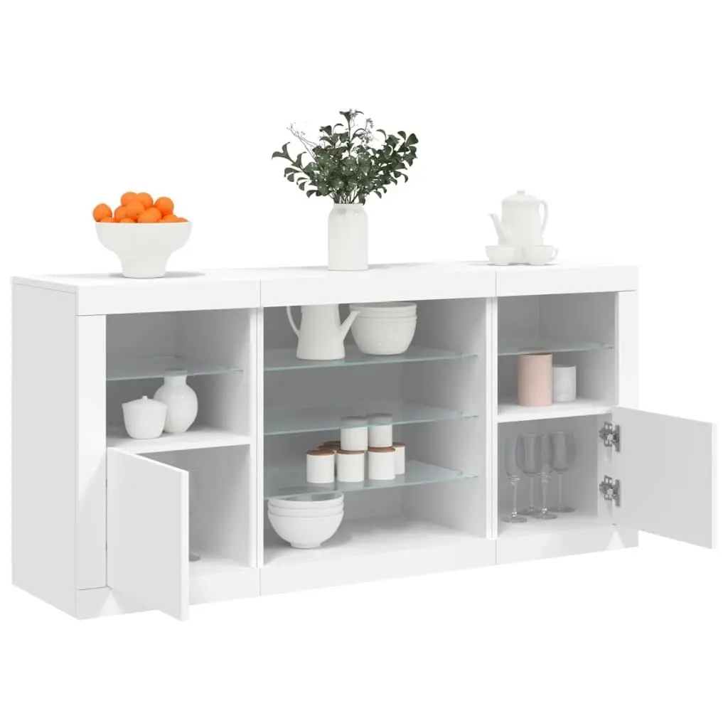 Sideboard with LED Lights White 142.5x37x67 cm 3209086