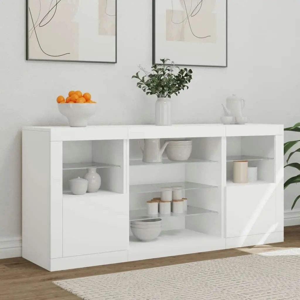 Sideboard with LED Lights White 142.5x37x67 cm 3209086