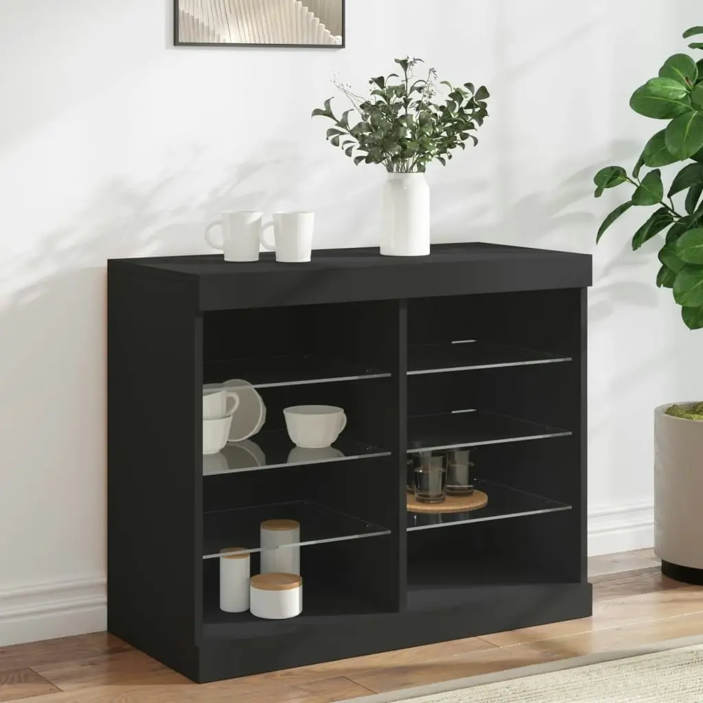 Sideboard with LED Lights Black 81x37x67 cm 836701