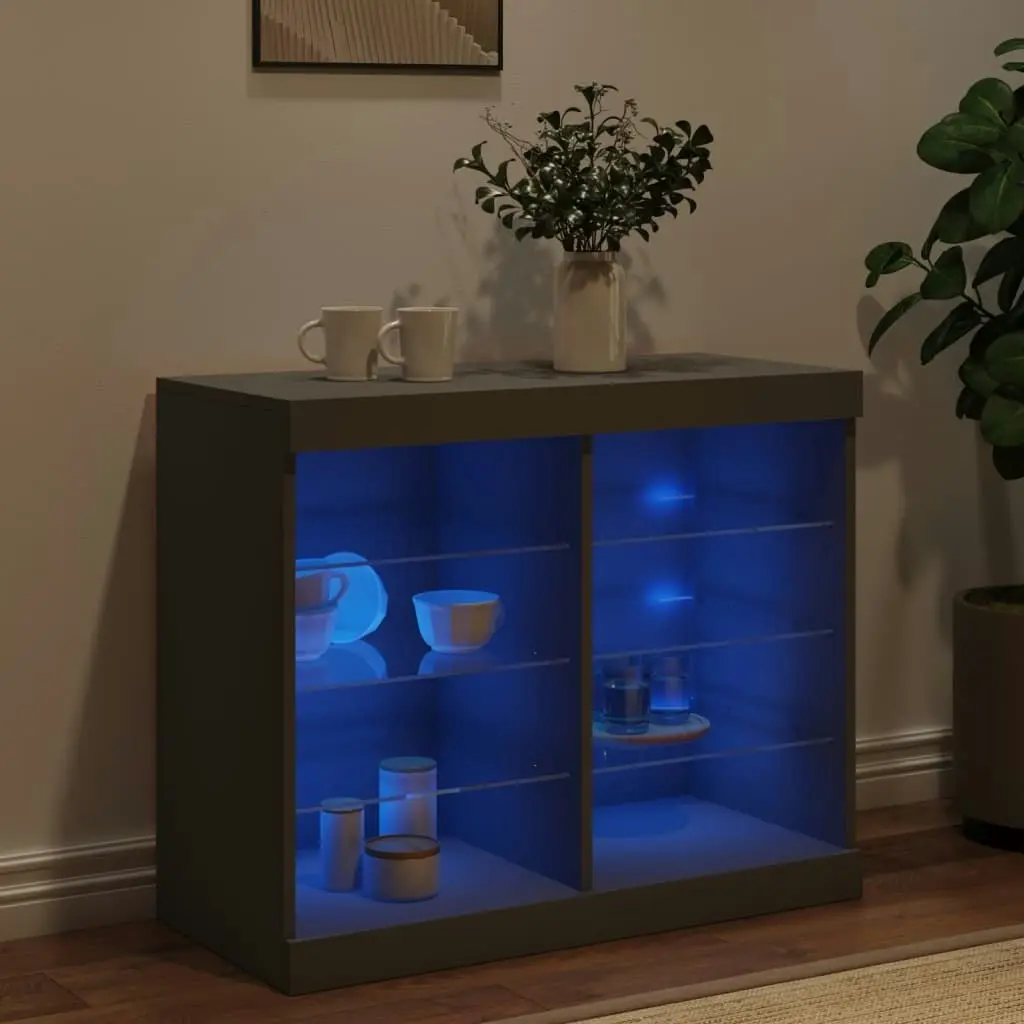 Sideboard with LED Lights Black 81x37x67 cm 836701