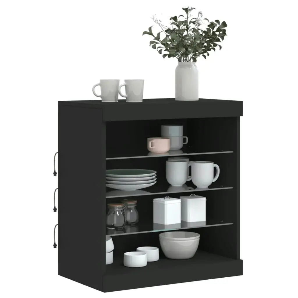 Sideboard with LED Lights Black 60.5x37x67 cm 836694