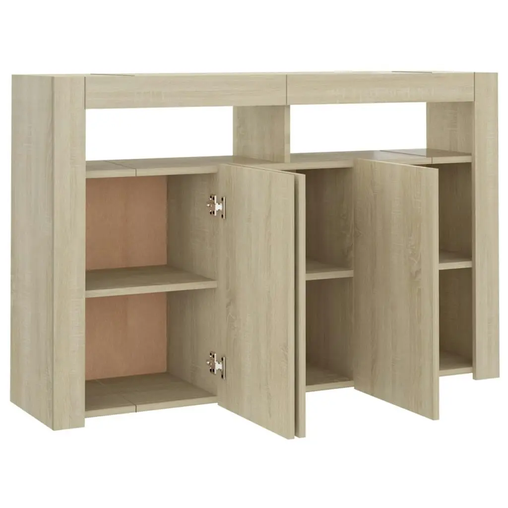 Sideboard with LED Lights Sonoma Oak 115.5x30x75 cm 804340