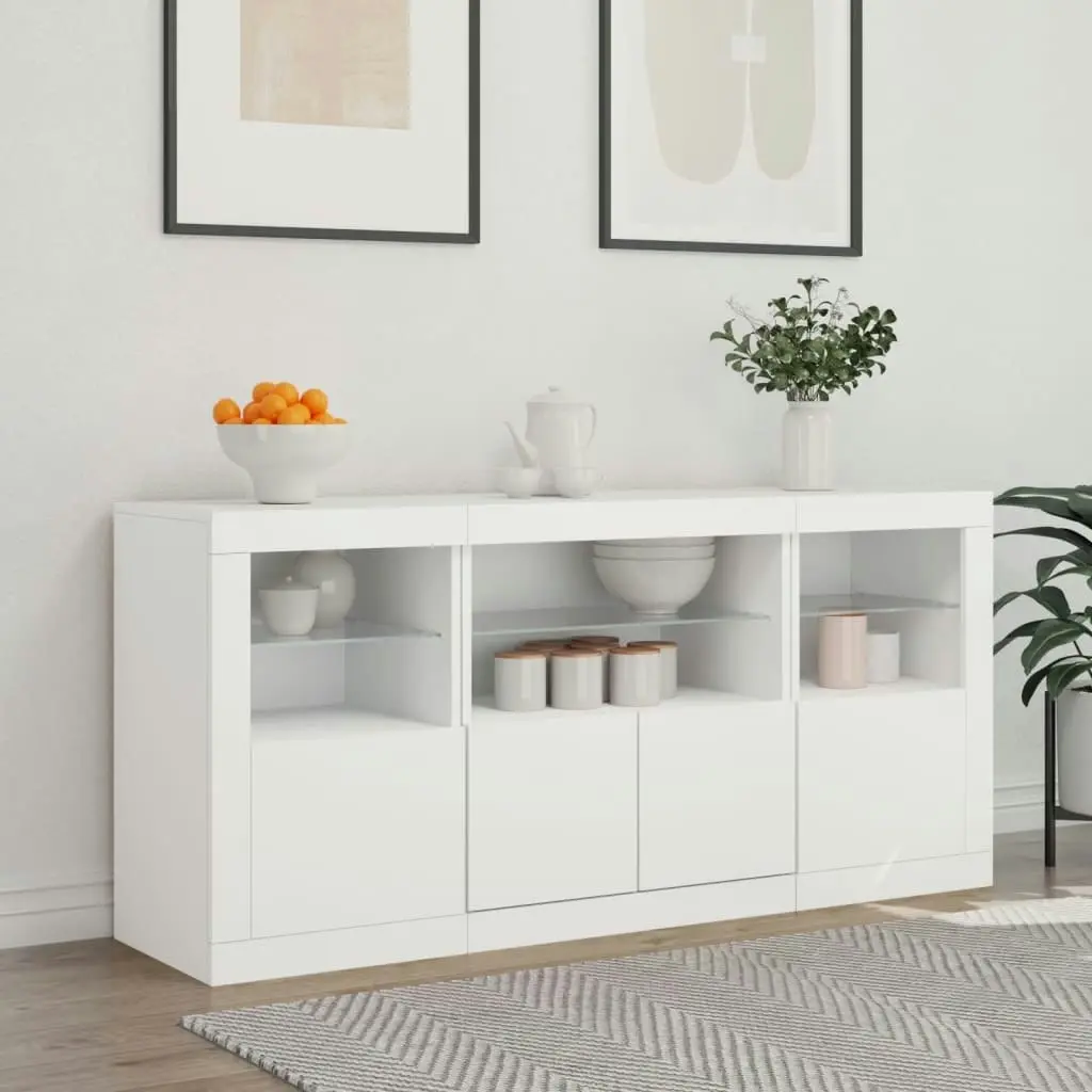 Sideboard with LED Lights White 142.5x37x67 cm 3209065